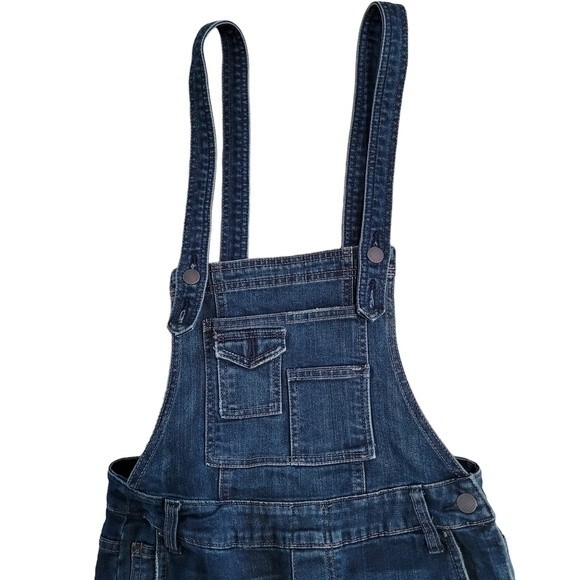 Free People Blue Washed Skinny Cotton Blend Denim Overall Size 24 - Picture 5 of 5